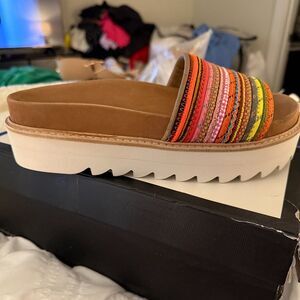 NIB J Slides NYC Pink Multi Lizzy Slide Platform Sandal size 8